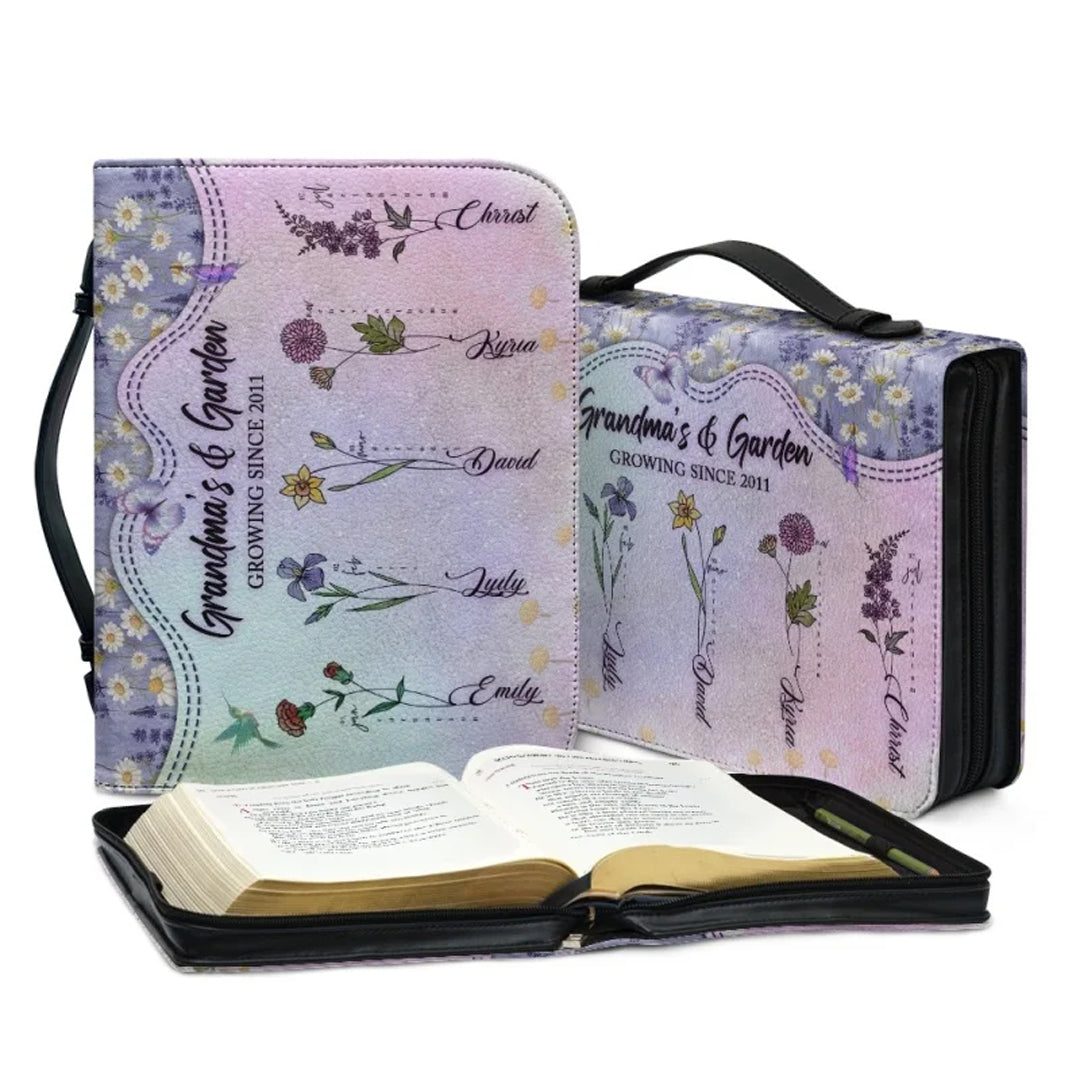 Personalized Grandma's Garden Flower Bible Cover