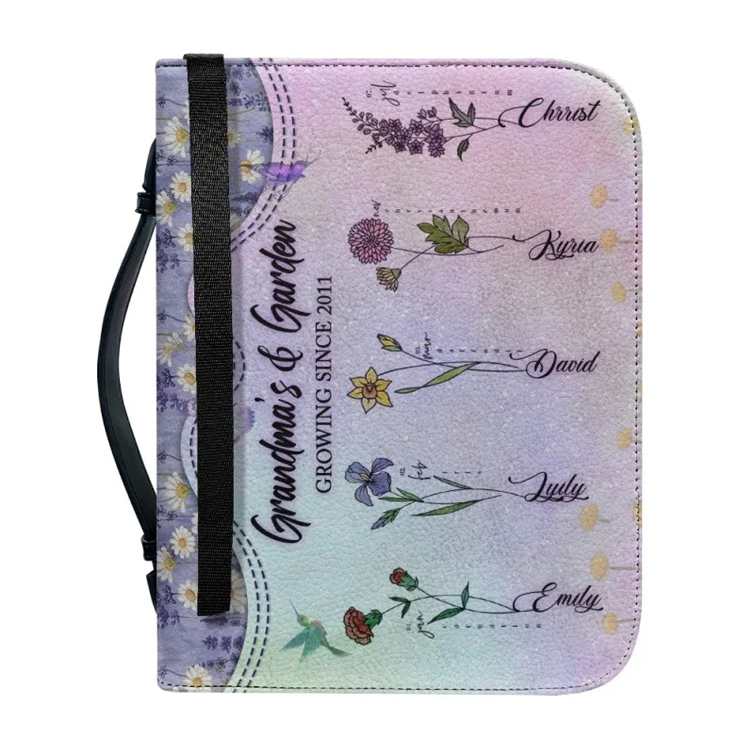 Personalized Grandma's Garden Flower Bible Cover