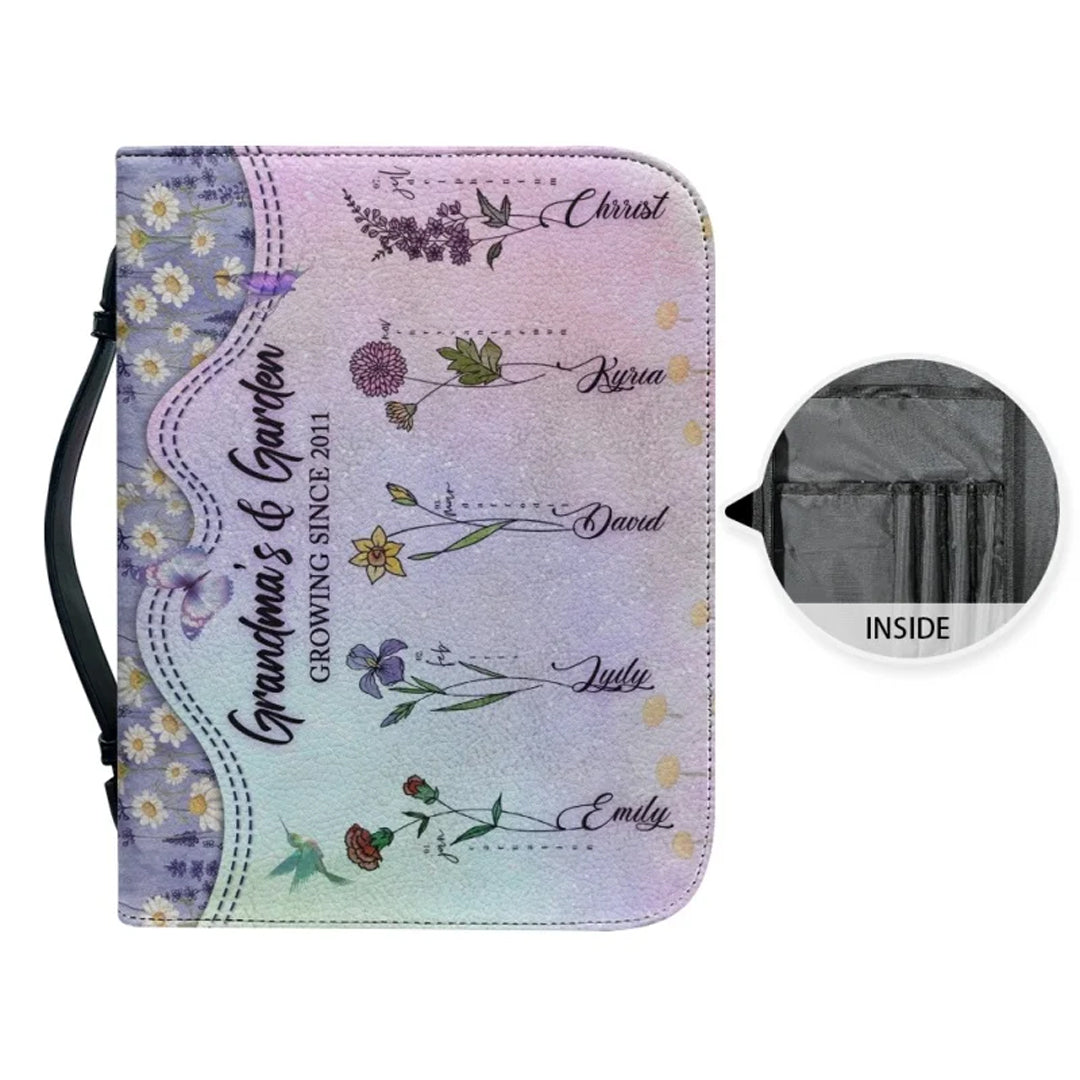 Personalized Grandma's Garden Flower Bible Cover