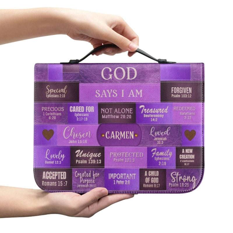 Personalized God Says I Am Purple Bible Cover