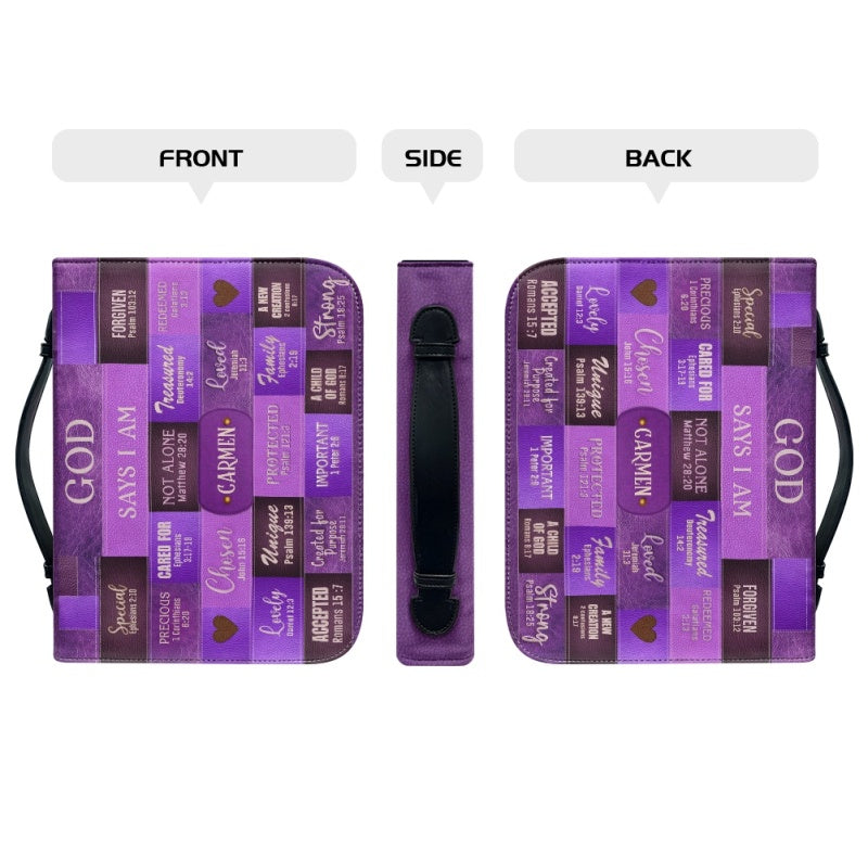 Personalized God Says I Am Purple Bible Cover
