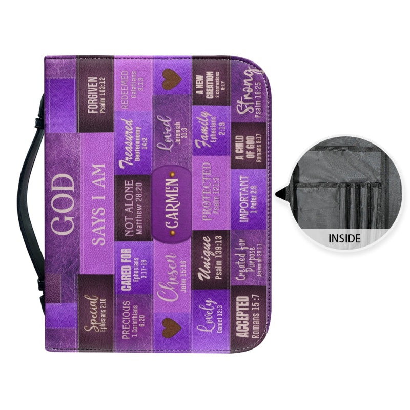 Personalized God Says I Am Purple Bible Cover