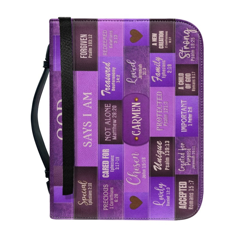 Personalized God Says I Am Purple Bible Cover