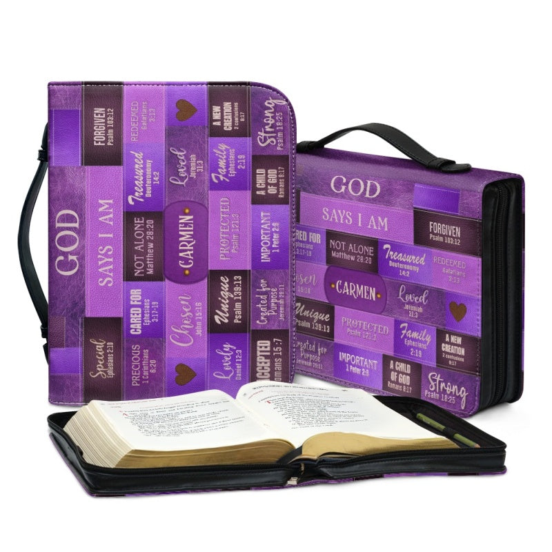 Personalized God Says I Am Purple Bible Cover