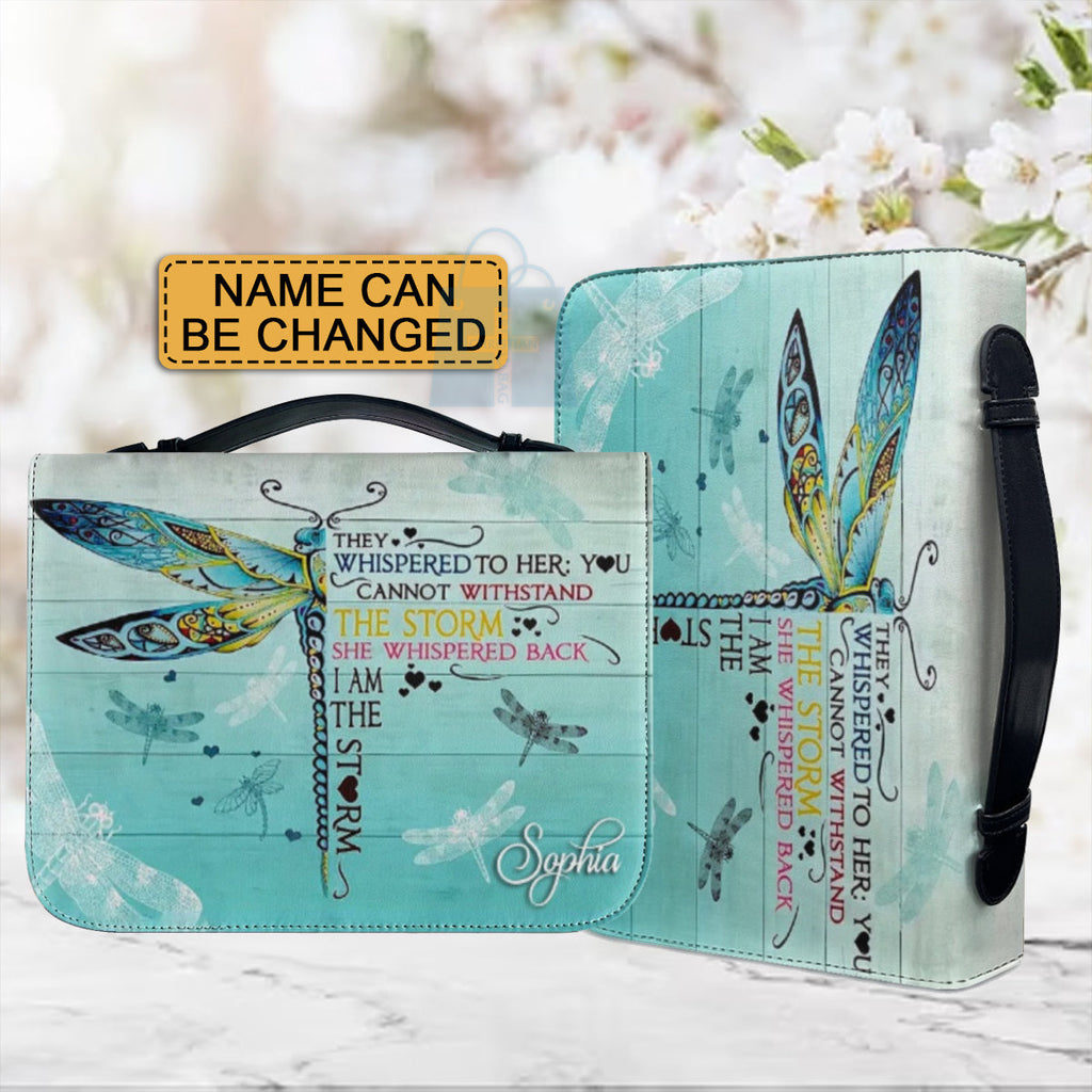 Personalized I Am the Storm Dragonfly Bible Cover