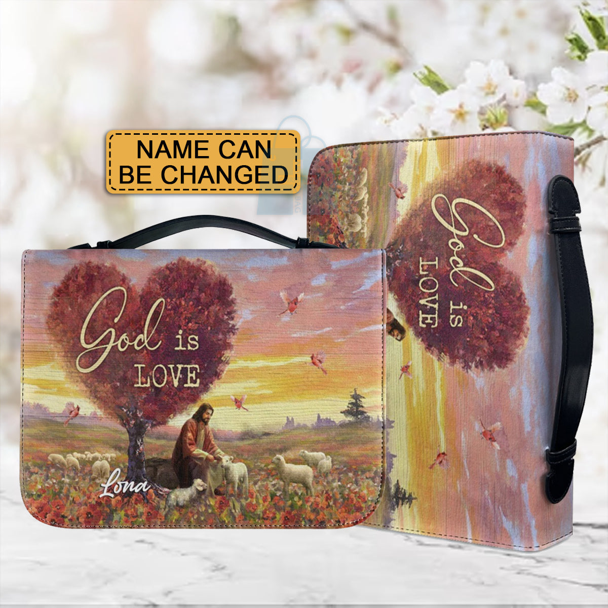 Personalized God Is Love Leather Bible Cover