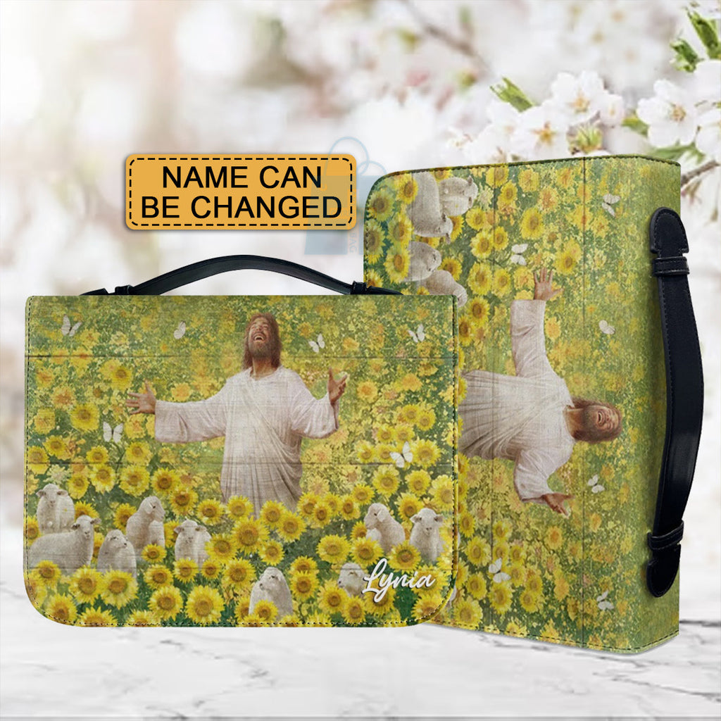 Personalized Jesus & Sunflower Bible Cover