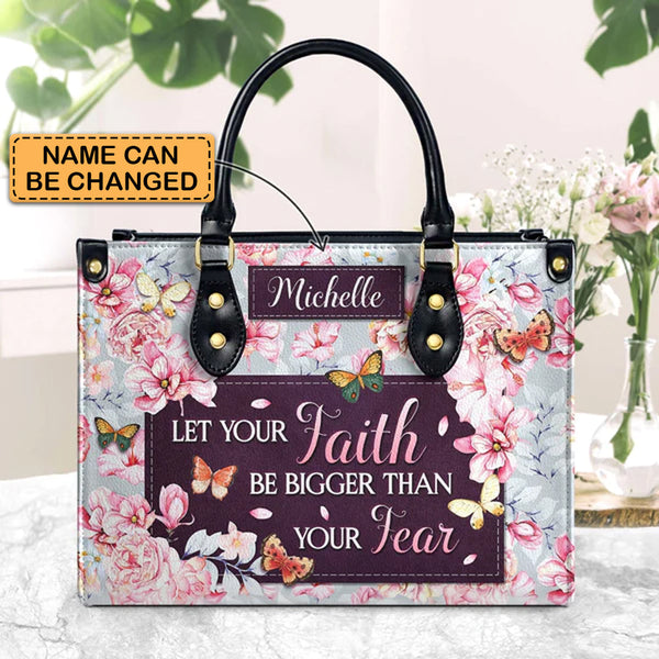 Faith Over Fear Monogram Leather Tote Bag