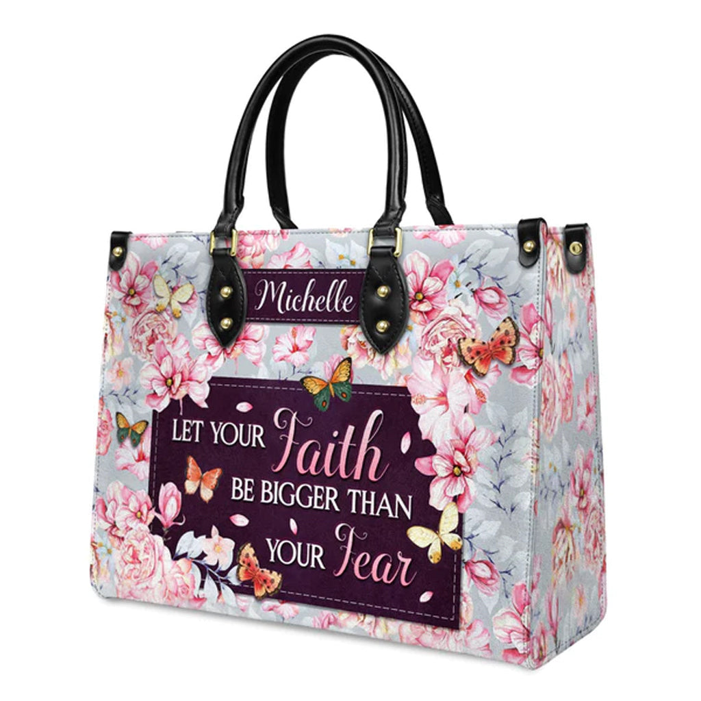 Faith Over Fear Monogram Leather Tote Bag