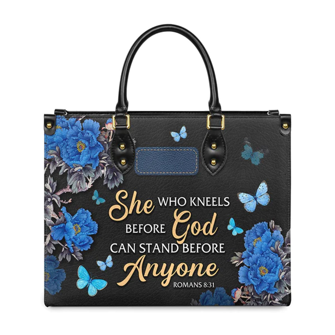 She Who Kneels Before God Leather Tote Bag