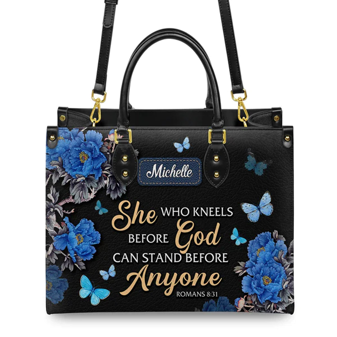 She Who Kneels Before God Leather Tote Bag