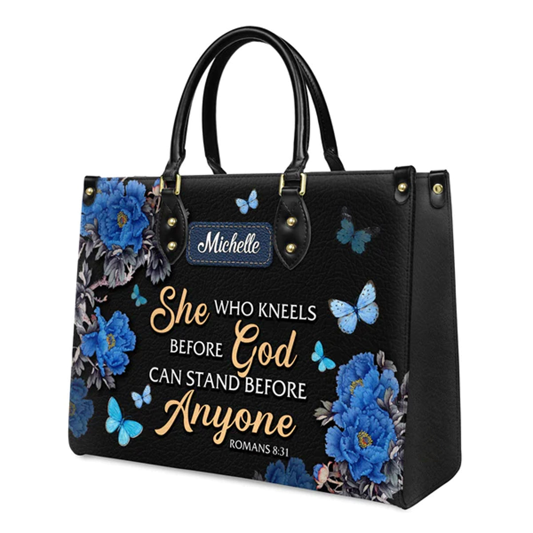 She Who Kneels Before God Leather Tote Bag