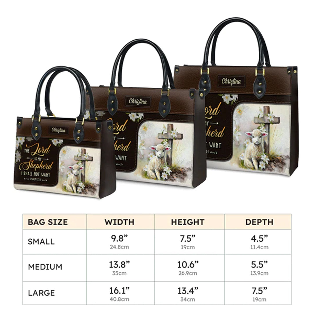 Psalm 23 The Lord Is My Shepherd Leather Tote Bag
