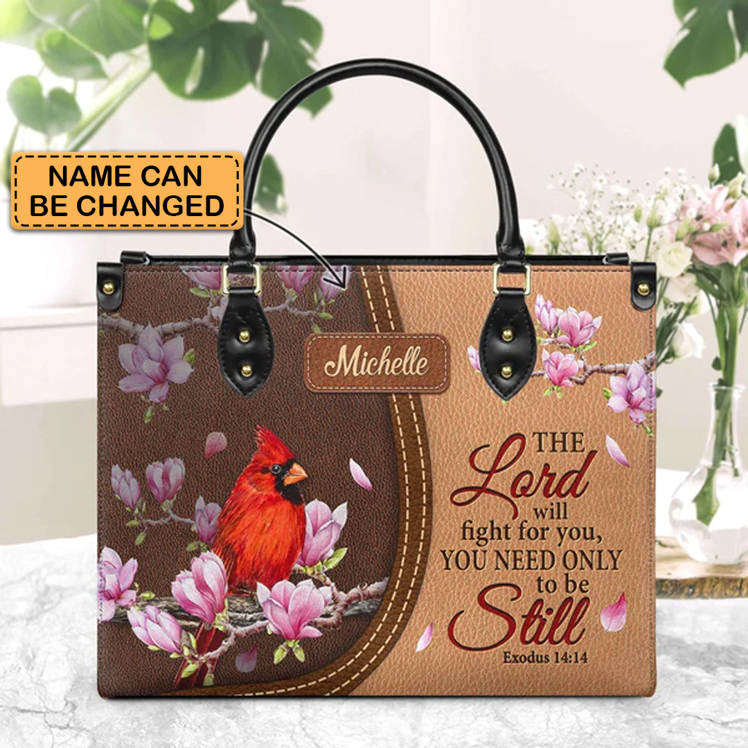 Exodus 14:14 Cardinal Christian Leather Handbag