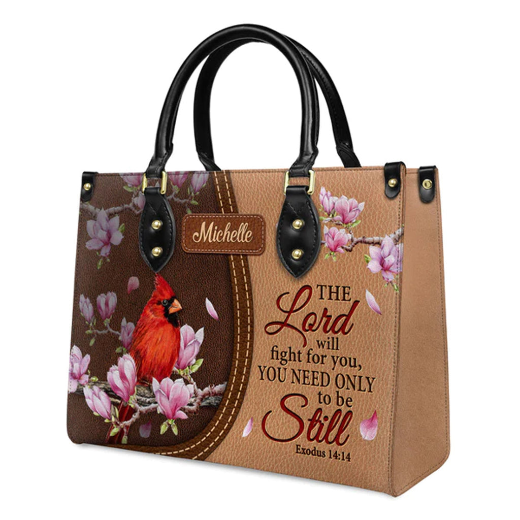 Exodus 14:14 Cardinal Christian Leather Handbag
