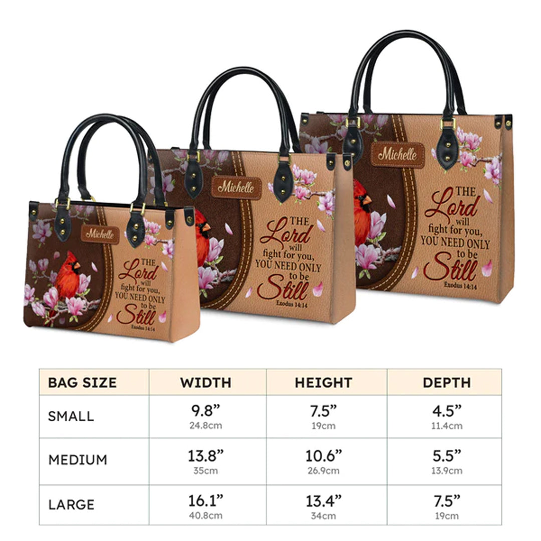 Exodus 14:14 Cardinal Christian Leather Handbag