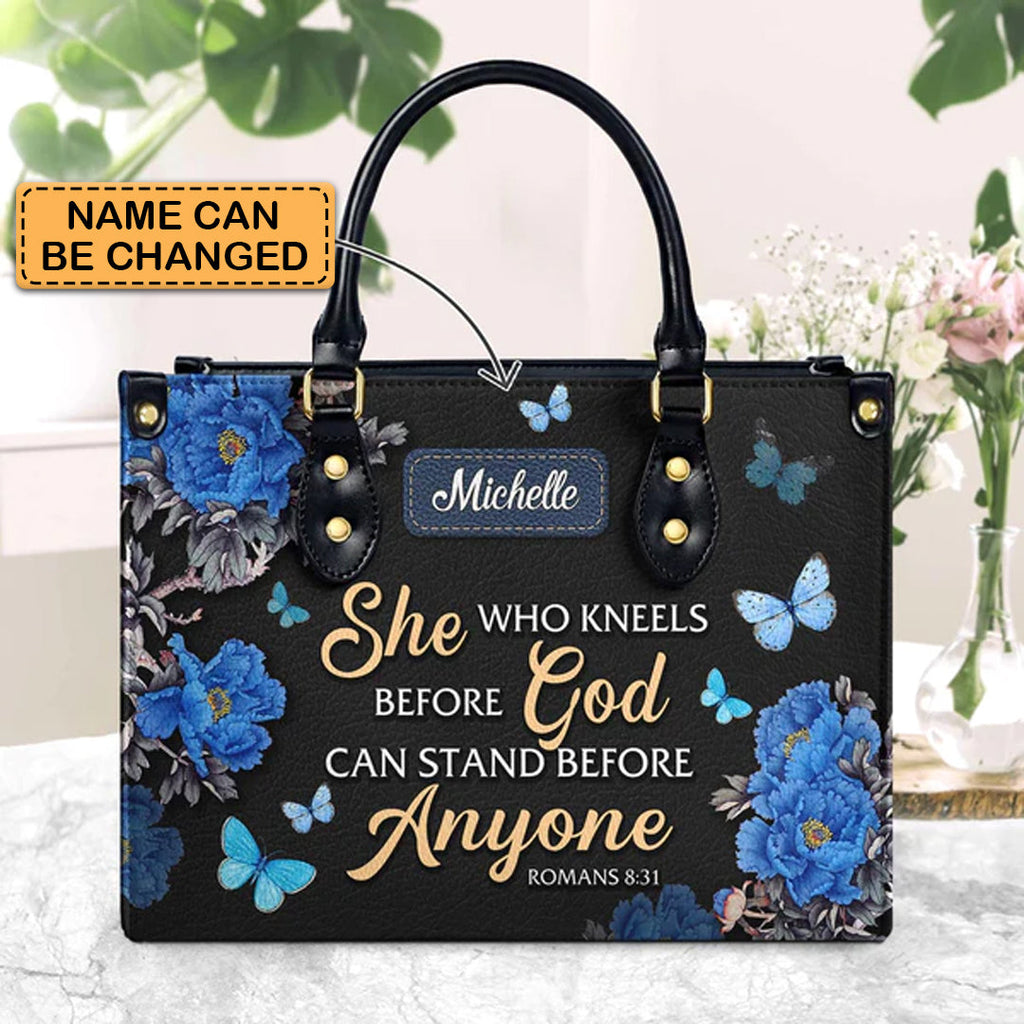 She Who Kneels Before God Leather Tote Bag