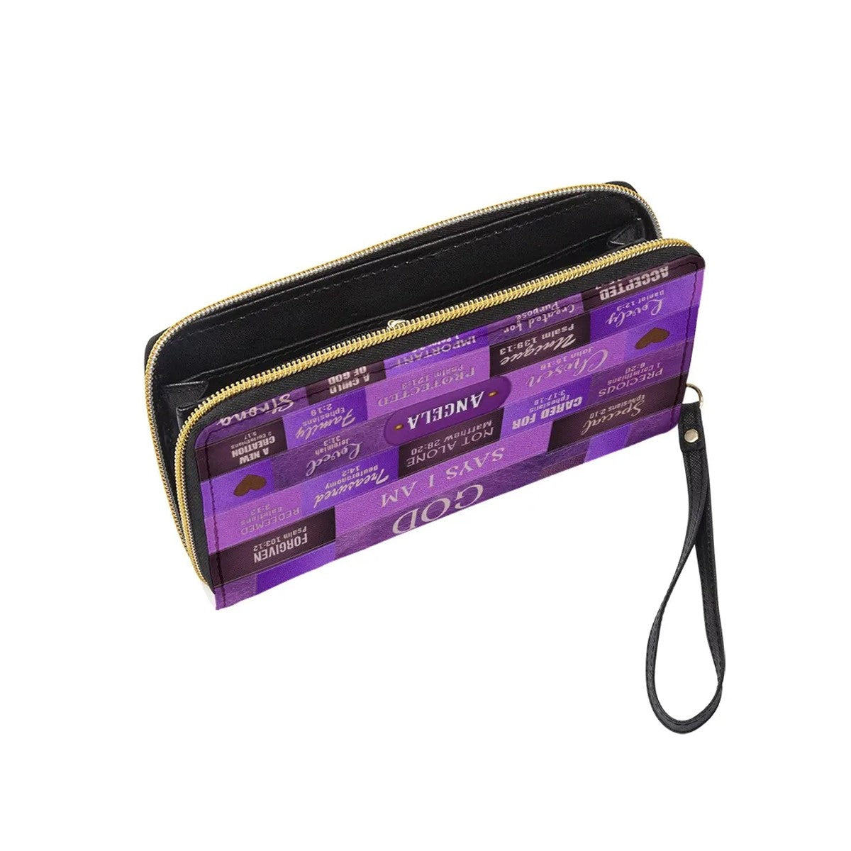 God Says I Am Personalized Purple Leather Handbag