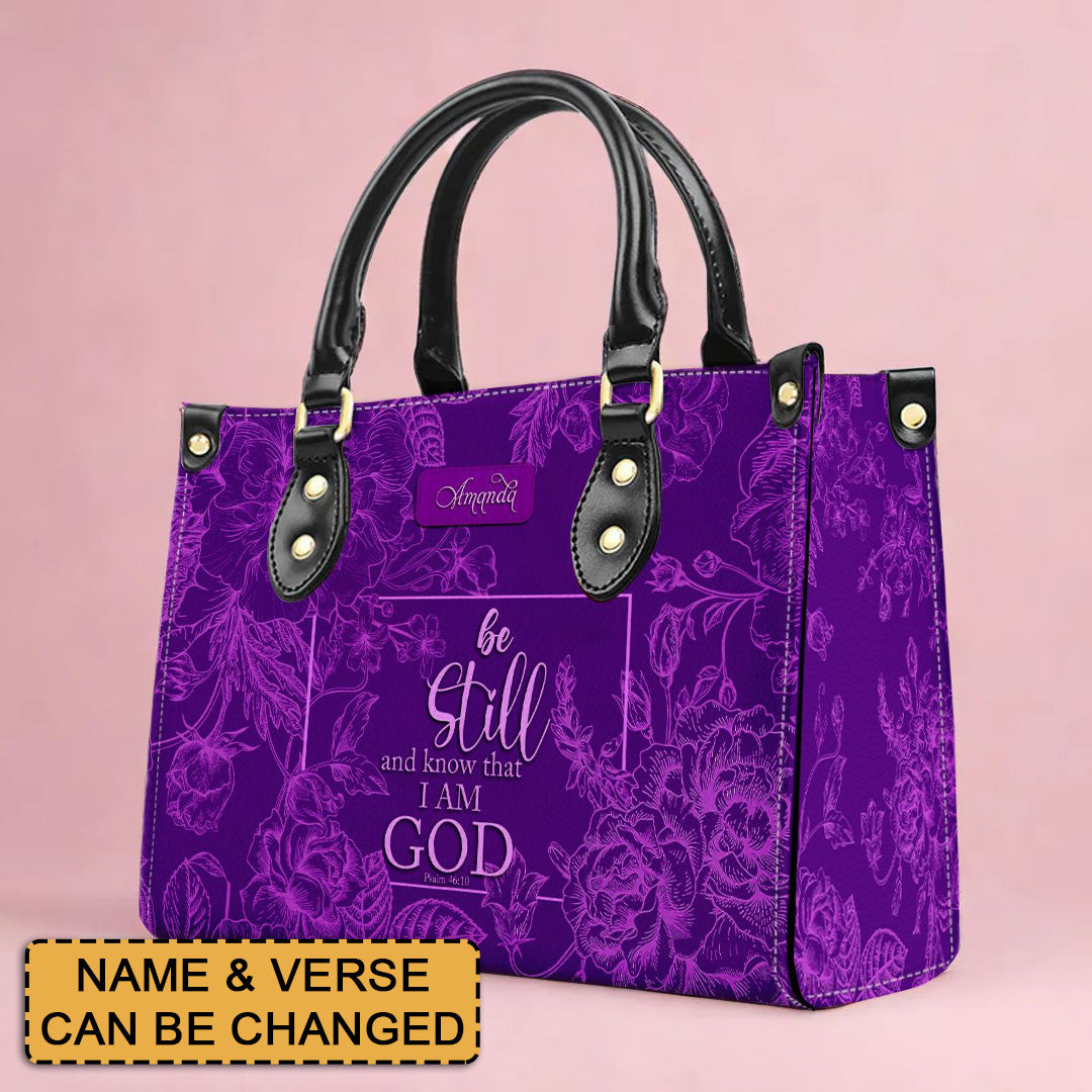 Personalized Floral Christian Leather Handbag