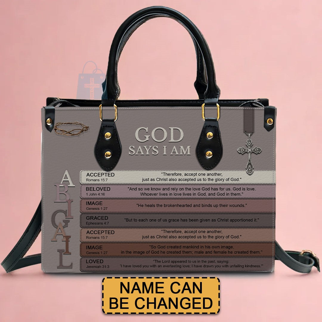 Personalized Christian Floral Leather Handbag