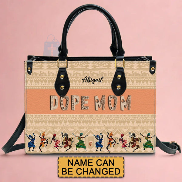 Personalized DOPE Mom & Grandma Leather Tote Bag