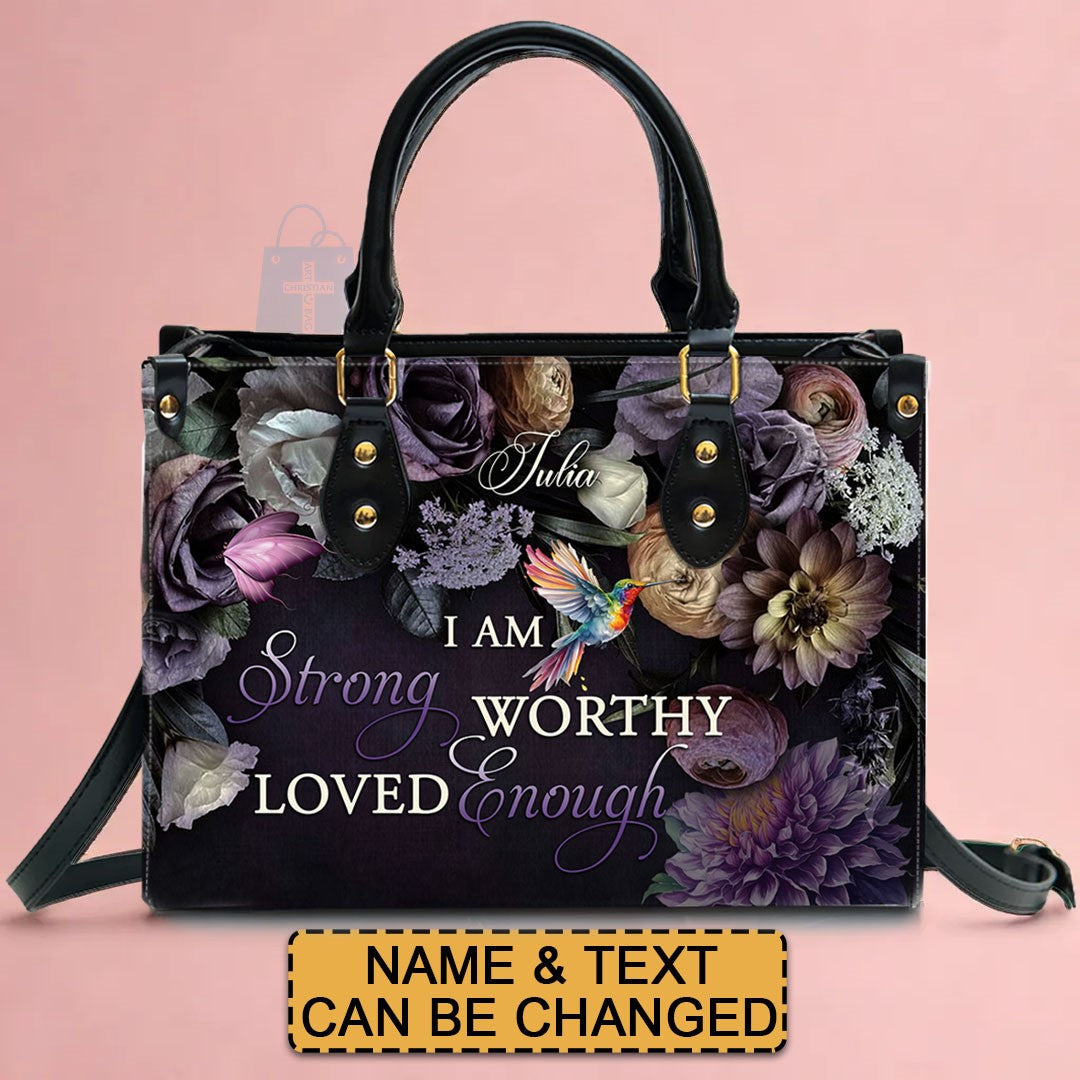Personalized Floral Leather Tote Bag