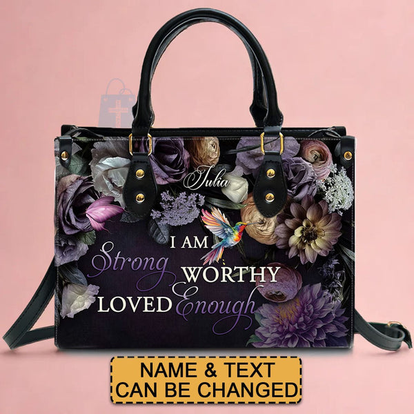 Personalized Floral Leather Tote Bag
