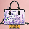 Personalized Lavender Scripture Leather Handbag