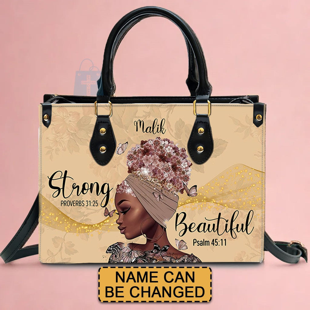 I Am Strong & Beautiful Custom Leather Handbag