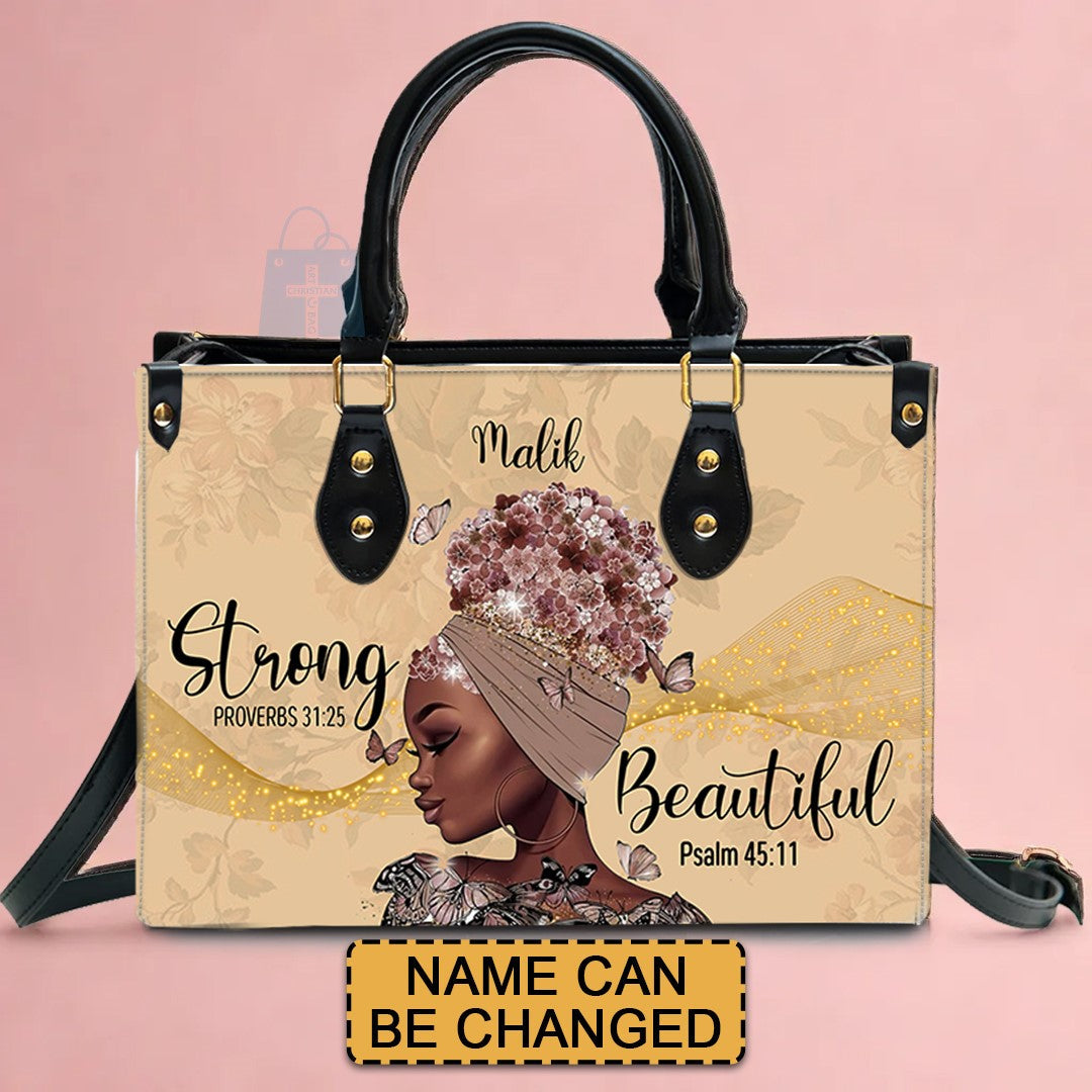 I Am Strong & Beautiful Custom Leather Handbag