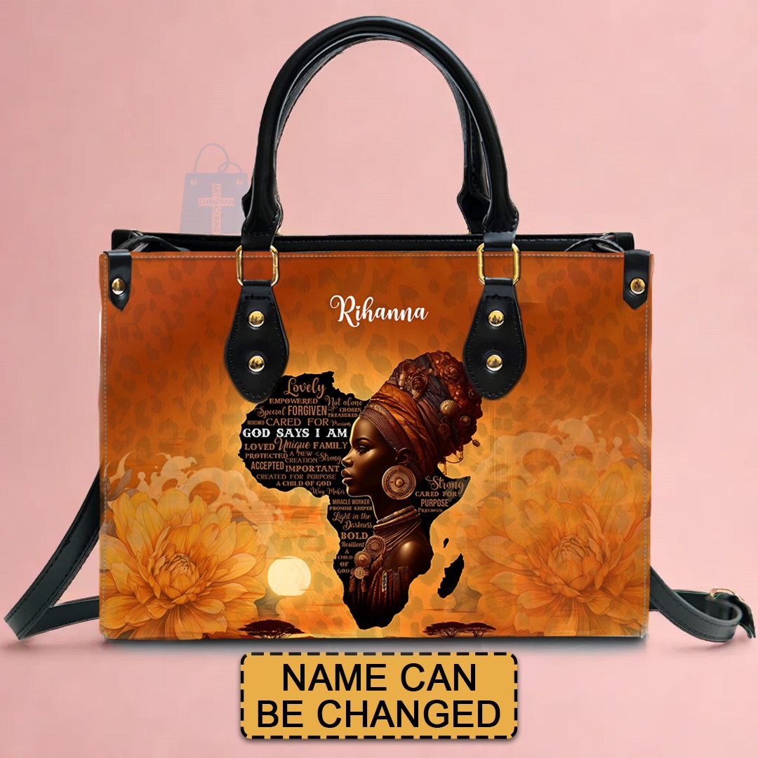Personalized Afrocentric Leather Tote Bag