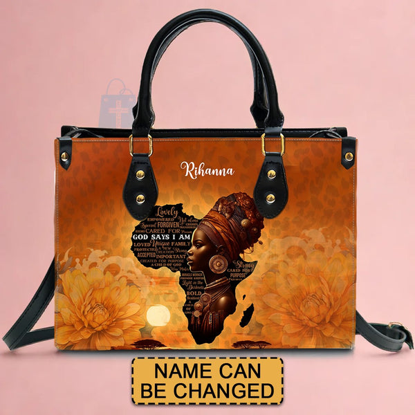 Personalized Afrocentric Leather Tote Bag