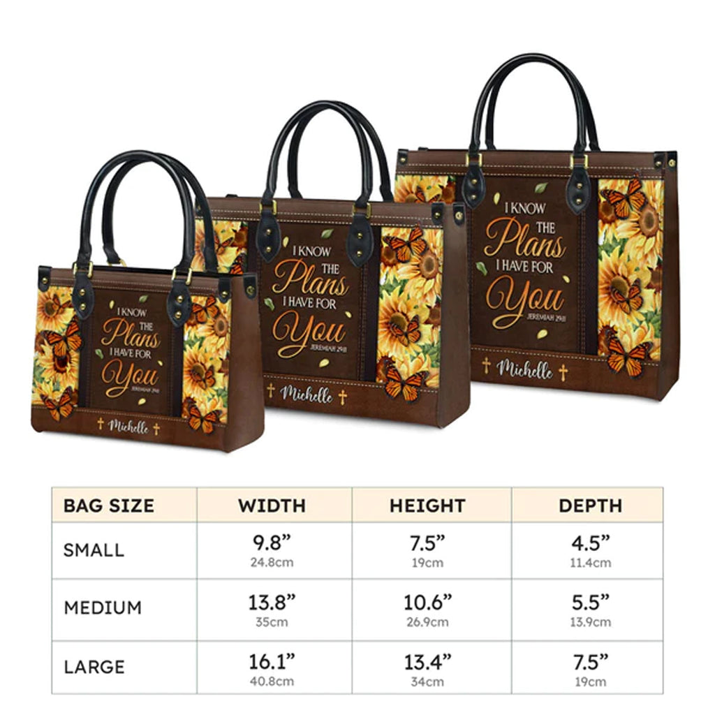 Jeremiah 29:11 Sunflower Butterfly Leather Handbag