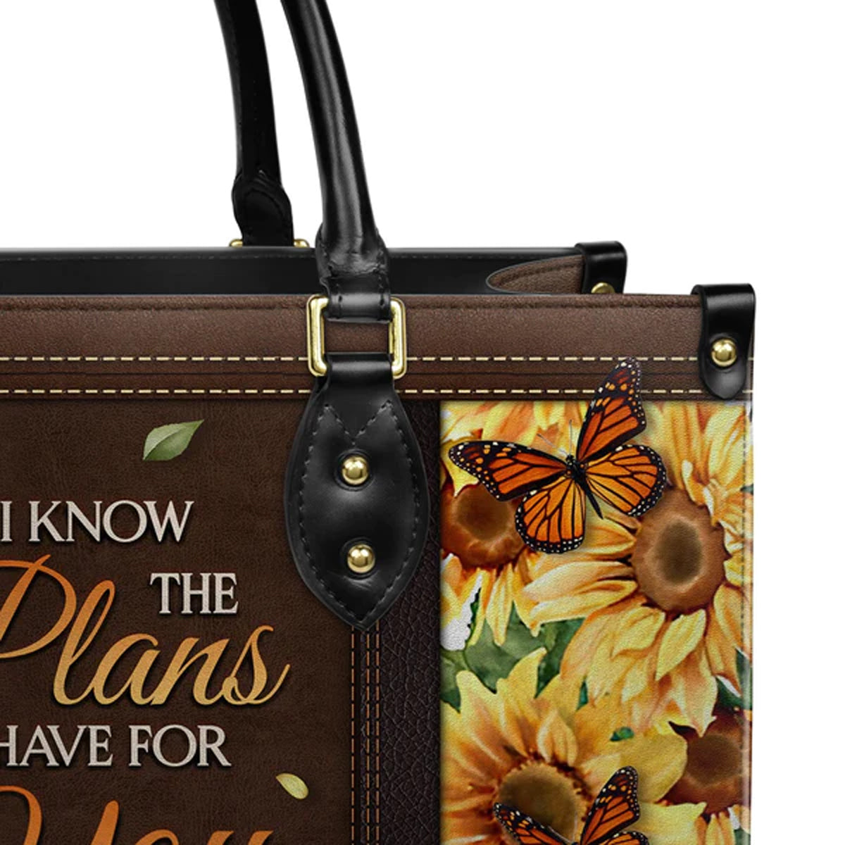 Jeremiah 29:11 Sunflower Butterfly Leather Handbag