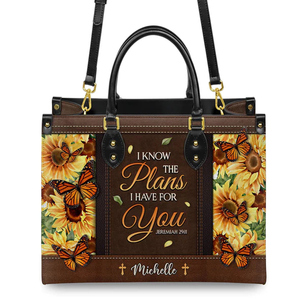 Jeremiah 29:11 Sunflower Butterfly Leather Handbag