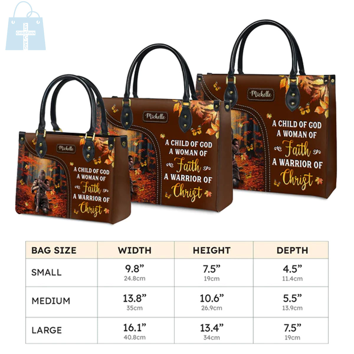 Woman of Faith Warrior of Christ Leather Handbag