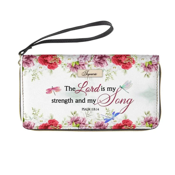 The Lord Is My Strength Leather Zip Around Wallet