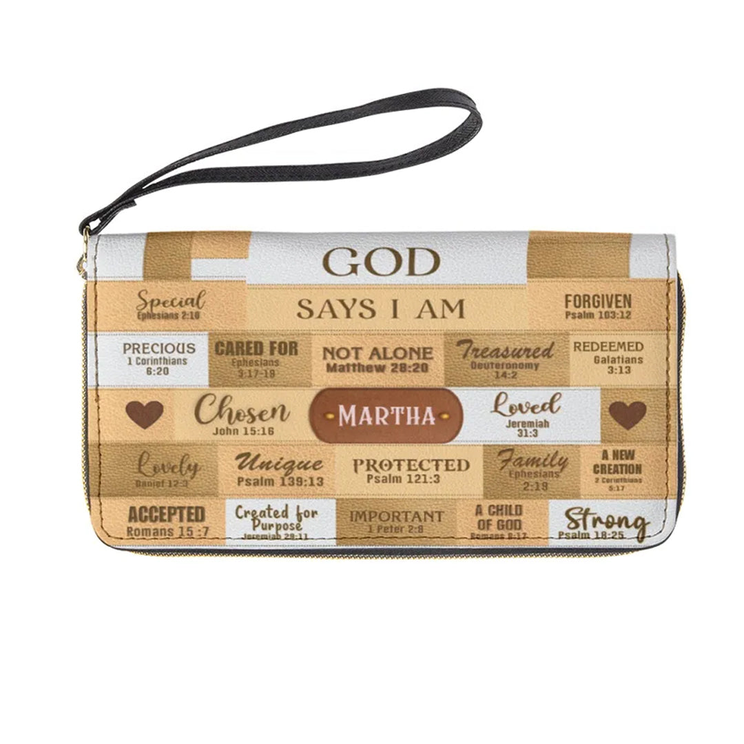 Personalized God Says I Am Clutch Purse