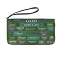 God Says I Am Personalized Leather Clutch Purse