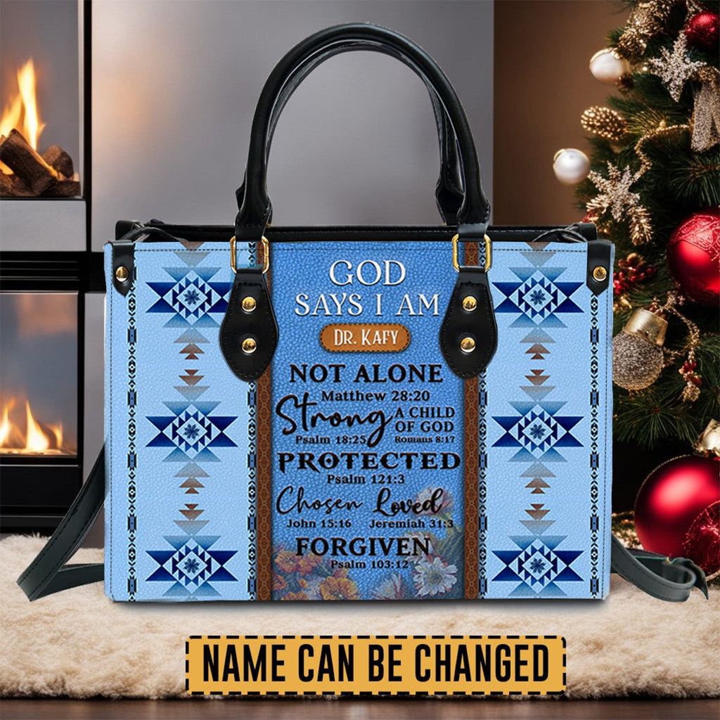God Says I Am Southwest Laced Leather Handbag
