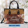 He Calls Me Beautiful One Leather Handbag