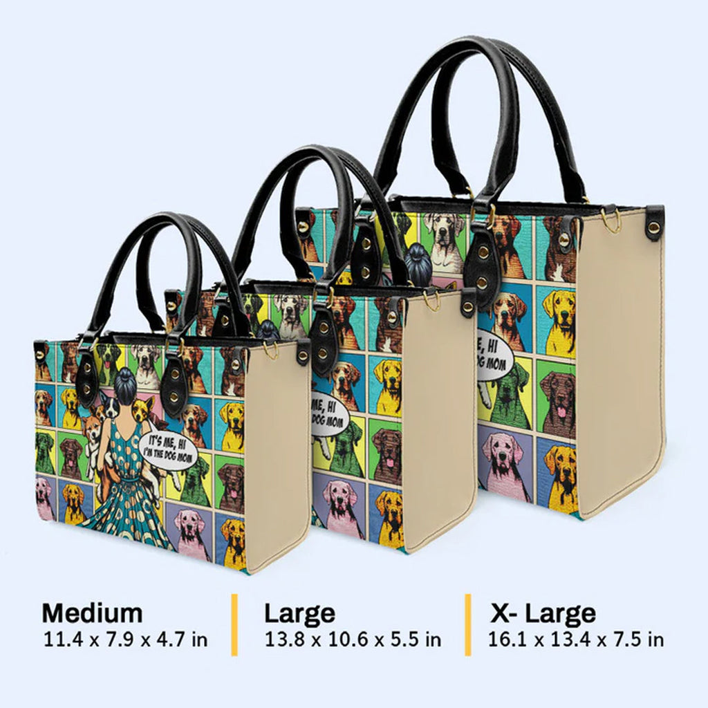 Proud Dog Mom Pop Art Leather Handbag