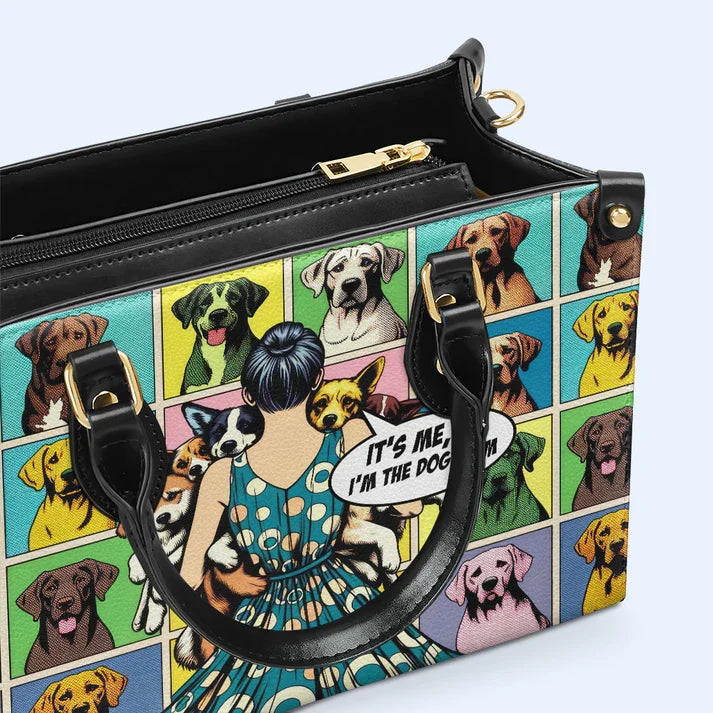 Proud Dog Mom Pop Art Leather Handbag