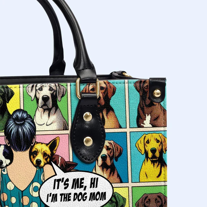 Proud Dog Mom Pop Art Leather Handbag