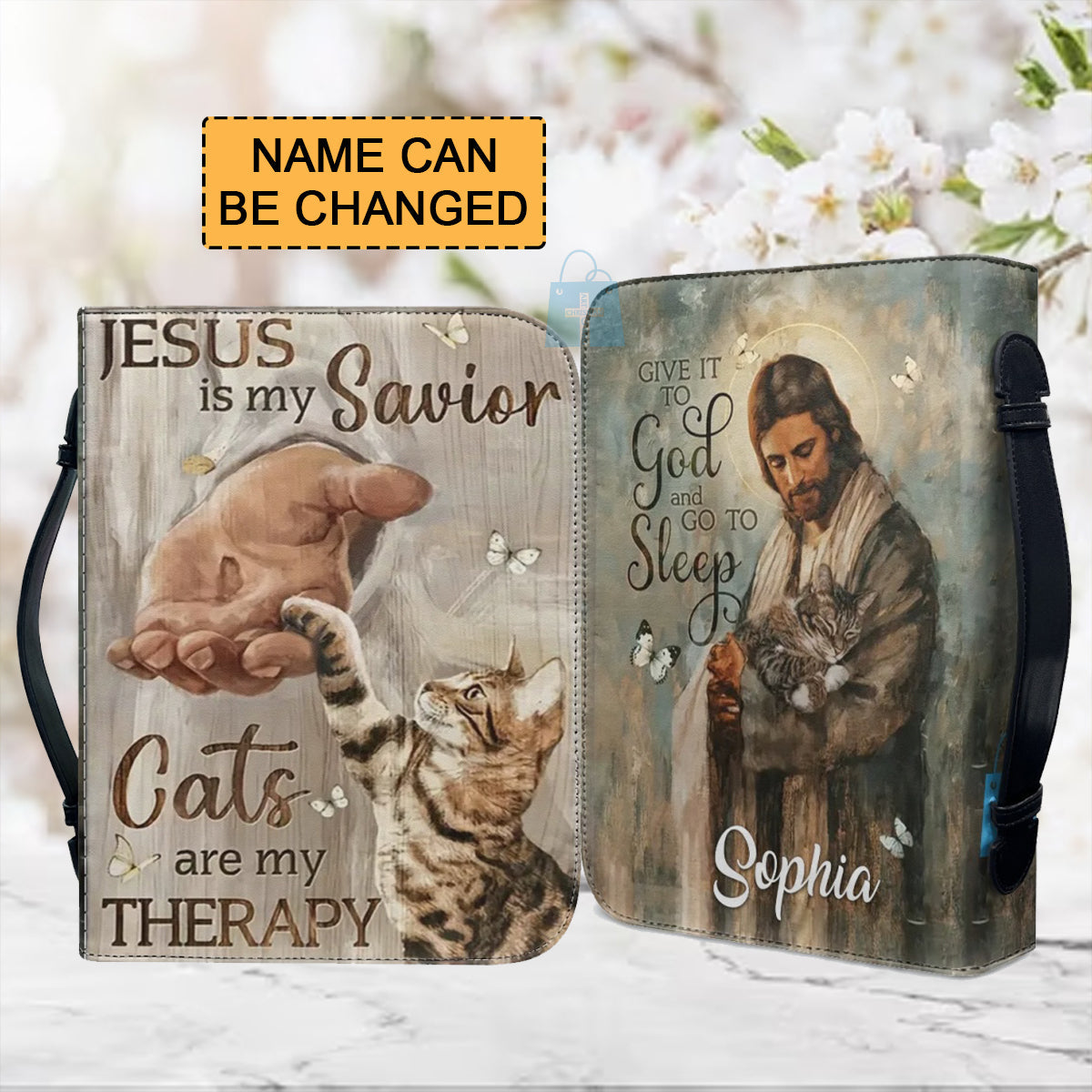 Personalized Jesus & Cats Therapy Bible Cover