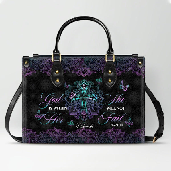 Psalm 46:5 Mandala Personalized Leather Handbag