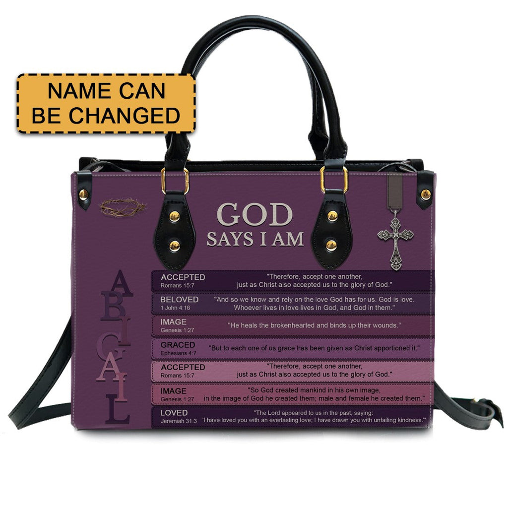 Personalized Christian Floral Leather Handbag