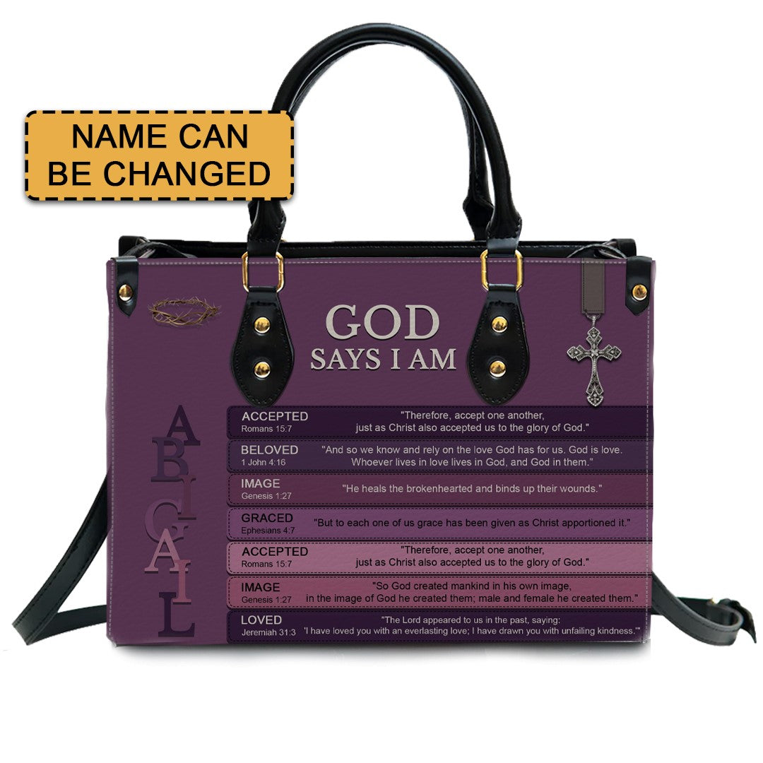 Personalized Christian Floral Leather Handbag