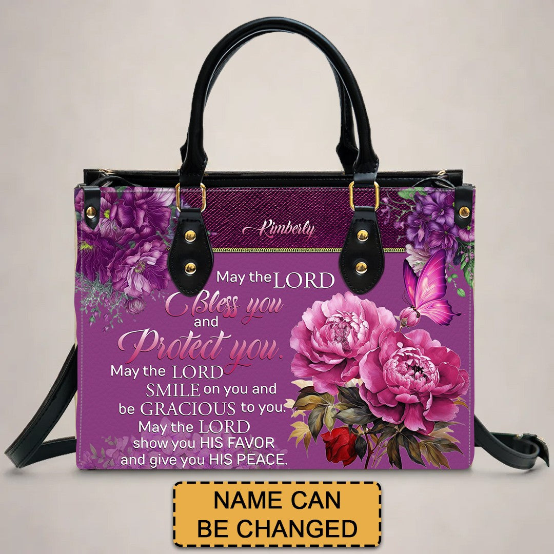 Personalized Christian Leather Floral Handbag
