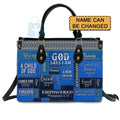 Personalized God Says I Am Blue Leather Handbag